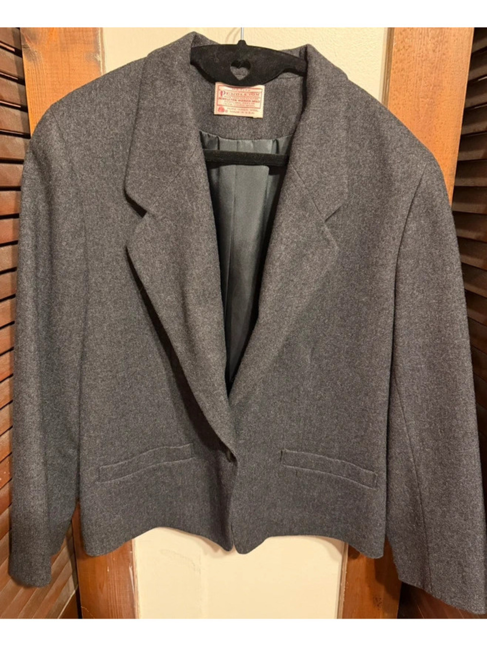 Women's Pendleton Cropped Grey Blazer Jacket Size Small Petite
